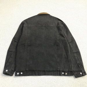 Chaqueta vaquera lavada pesada con múltiples bolsillos para hombre, chaqueta vaquera lavada de Color puro y holgada de marca de moda callejera - Product Image 3