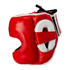 Casque de boxe en cuir PU rouge, protection de la tête, protection du visage, boucle de fermeture réglable, unisexe, adulte, casque de sport - Product Image 4