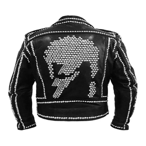 Veste en cuir de vache entièrement cloutée en gros, respirante et coupe-vent, vêtements de mode pour la moto et les courses automobiles - Product Image 2