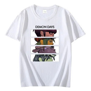 Camiseta de manga corta 100% algodón con estampado de personaje de banda de dibujos animados para hombre, top de moda y2k - Product Image 1