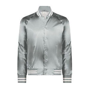Blouson aviateur en satin personnalisé avec col montant brodé sur mesure veste en satin uni style baseball Letterman vente en gros - Product Image 1
