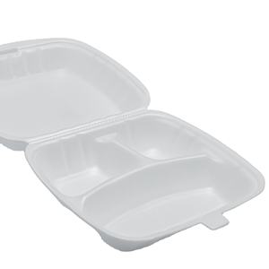 ManufacturesThree Compartments Disposable PS Foam Food <b>Container</b> with Lids Take Away Packing Items Customized Size - Product Image 1
