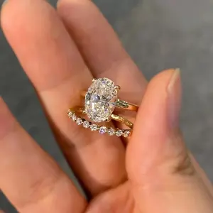 Anillo de Compromiso de Plata 925 con Moissanita de Corte Oval Vintage, Engaste de Puntas, Joyería Fina para Mujer, Regalo de Aniversario, Fiesta - Product Image 1