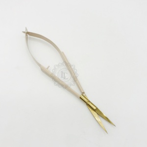 <b>Nude</b> Powder Coating Gold Plated Beauty Scissor Premium Quality Custom Label Straight Long Working Time Hand Tested for Eyelash - Product Image 3