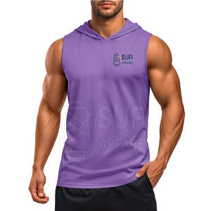Hot Sale New Arrival <b>Men's</b> Solid Pullover <b>Sleeveless</b> <b>Hoodie</b> Autumn Breathable Polyester/Cotton Quick Dry Regular Fit - Product Image 1