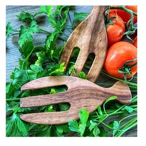 Cuillère design en bois d'acacia avec logo personnalisé en forme de main meilleur prix kit de couverts de cuisine élégants pour Noël cadeau de mariage - Product Image 1