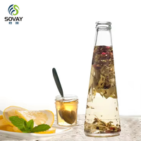 Vente en gros de bouteilles vides en verre coniques de 250ml 330ml bouteilles en verre de jus de café infusé à froid avec bouchon en aluminium