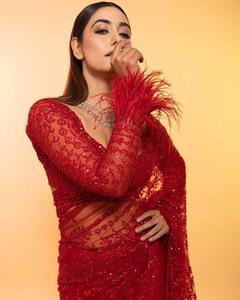 ชุดส่าหรีงานปักเลื่อมผ้าจอร์เจียต์เทียม ดีไซน์ใหม่สวยงาม ขายส่ง พร้อมเสื้อคลุมสไตล์อินเดียแบบตะวันตก - Product Image 1