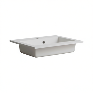 Lavabo console élégant en résine marbrée blanc mat de 60 cm – Collection de lavabos - Product Image 3