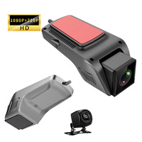 Caméra de tableau de bord USB 1080P double canal pour voiture avec connexion Android Auto, détection de mouvement et moniteur de stationnement
