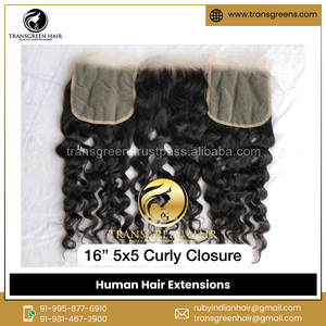 Alta calidad 100% Raw sin procesar Virgen India 5x5 Cierre de cabello rizado-Extensiones de cabello humano rizado natural - Product Image 2