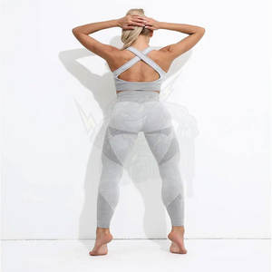 ชุดเลกกิ้ง2ชิ้นสำหรับผู้หญิงชุดออกกำลังกายฟิตเนสโยคะแบบซับเหงื่อระบายอากาศได้ดี - Product Image 5