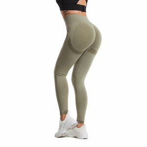Custom Logo Women's Gym Fitness Yoga Pants High Waist <b>Butt</b> <b>Lift</b> <b>Leggings</b> Elastic Casual Style Knitted Fabric Mid Waist Seamless - Product Image 5