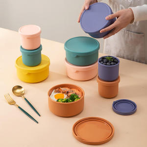 Classic Eco-Friendly Silicone Food <b>Storage</b> Containers Round Nestable Bowls with Lids for Freezer & <b>Microwave</b> Use Customizable - Product Image 6