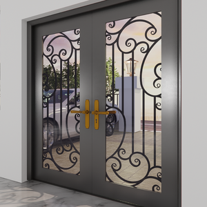 Puertas interiores elegantes para casas hechas con combinación de hierro y vidrio adecuadas para espacios abiertos y privados - Product Image 4