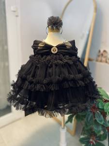 ชุดเดรสเด็กผู้หญิงแขนสั้นคุณภาพสูงออกใหม่ดีไซน์เชือกแขวนคอราคาไม่แพงดีไซน์แบบหลายชั้นในงานปาร์ตี้สีดำและสีขาว - Product Image 2