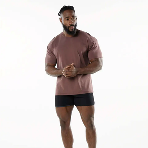 Coupe décontractée surdimensionné Baggy couleur unie Design minimaliste léger en coton doux T-shirt Streetwear décontracté de tous les jours pour hommes - Product Image 4