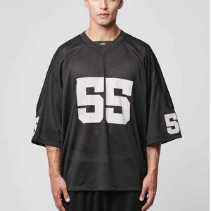 Camiseta boxy de malla de alta calidad para ropa de calle y atuendo informal Camiseta boxy de malla OEM diseño liso impresión personalizada envío rápido - Product Image 1