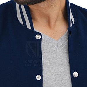 Veste Letterman à logo personnalisé pour homme avec col montant Vêtements d'extérieur à la mode quantité minimale de commande bas - Product Image 6
