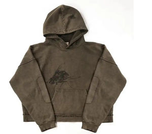 100% coton personnalisé sweat à capuche surdimensionné pour hommes haute qualité pull lavage à l'acide français éponge automne unisexe pull à capuche - Product Image 4