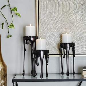 <b>Black</b> Aluminum Artistic Candle Stand <b>Holder</b> with Dripping Melting Leg Design for Easter & Christmas Holiday Home Decor - Product Image 5