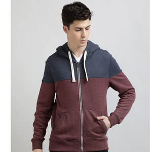 Sudadera Ligera con Cremallera Completa de Dos Tonos 100% Algodón para Hombre al por Mayor, con Logotipo Personalizado OEM, Estilo Urbano, Invierno - Product Image 1