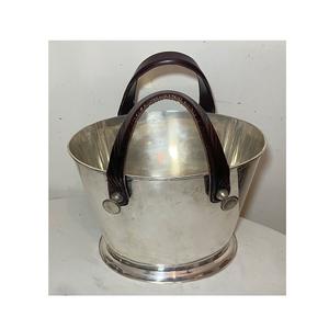 Refroidisseur de vin en acier inoxydable, motif fleur en relief, poignée en cuir, seau à glace en métal en fer pour boissons - Product Image 4