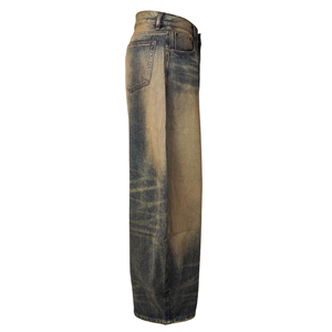 Jeans de Mezclilla Anchos para Hombre, Lavado a la Piedra, Cintura Alta, Corte Holgado, Algodón, Estilo Casual para Otoño - Product Image 5