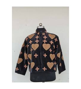 Embroidered Jacket Handmade Cotton Velvet Boho <b>Coat</b> Cozy Artisan Outerwear - Product Image 1