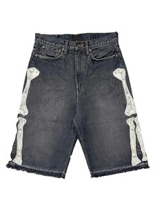 OEM ODM Distressed Denim <b>Jeans</b> <b>Shorts</b> Vintage Streetwear Custom Logo Embroidery <b>Black</b> Casual Straight Washed 2025 - Product Image 3