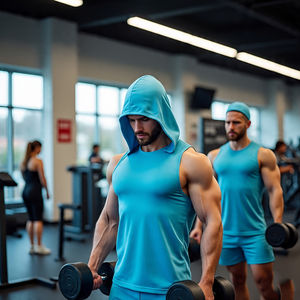 <b>Sleeveless</b> <b>Hoodie</b> for <b>Men</b> Athletic Workout Vest with Hood for Spring Fitness Training Gym Sports High Quality - Product Image 2