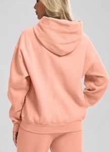 Women Peach Fleece <b>Hoodie</b> Soft Warm Pullover Long Sleeve Kangaroo Pocket Custom Logo Option <b>Comfy</b> Casual Wear Front Breathable - Product Image 3