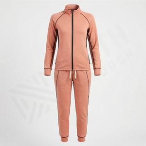 Conjunto Deportivo de Dos Piezas para Mujer, Estilo Holgado, con Cremallera, Color Personalizado, Chaqueta con Hombros Caídos y Pantalones - Product Image 1