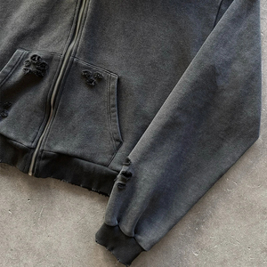<b>Top</b> Quality Customized <b>Fur</b> Lined Distressed Hoodie Street Style Unisex Wear Premium 100% Cotton Fleece Acid Wash Hoodie - Product Image 3