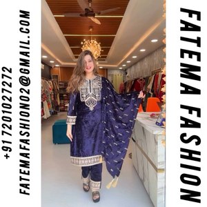 Terciopelo viscoso pesado puro de estilo pakistaní indio tradicional con Secuencia de bordado pesado trabajo trajes Salwar para mujer vestidos - Product Image 6