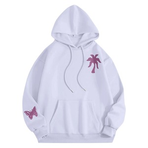 Sudadera con capucha de manga larga con cuello redondo para mujer, ropa de calle con estampado de mariposas, pijama de Otoño Invierno con cuello forrado, jersey de talla grande 2024 - Product Image 1
