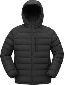 Veste d'hiver chaude coupe-vent matelassée horizontalement, légère, noire, à capuche pour homme - Product Image 3