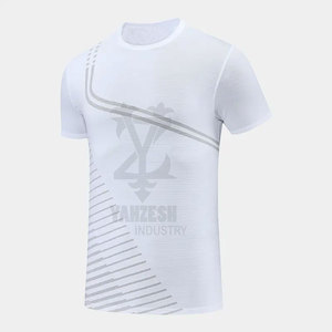 เสื้อยืดออกกำลังกายแห้งเร็วของผู้ชายแบบ2023ใหม่ผ้าคอตตอน/ใยไม้ไผ่ระบายอากาศได้220ก. เสื้อถักแขนสั้นลายพื้น - Product Image 6
