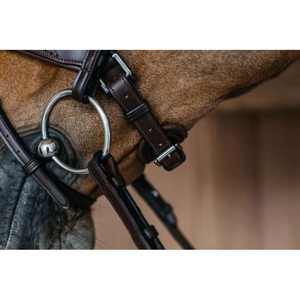 Brida trenzada Flash Noseband con tracción hacia atrás Brida de cuero Horse Snaffle de alta calidad en marrón - Product Image 2