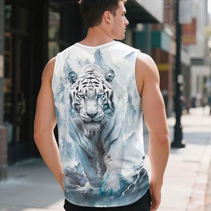 Haute qualité personnalisé hommes Slim-Fit 100% coton sans manches débardeurs décontracté Style de base entraînement été hauts - Product Image 3