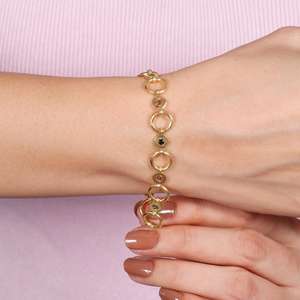 2026 New Year Sale <b>Beaded</b> <b>Bracelet</b> Tourmaline Gold Plated Unisex for Wedding Party Great Gift for Women - Product Image 3