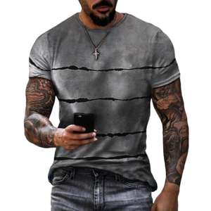 Camiseta informal de manga corta para hombre de verano caliente Top de impresión 3D de moda callejera con nuevo cuello que combina con todo Venta caliente - Product Image 3