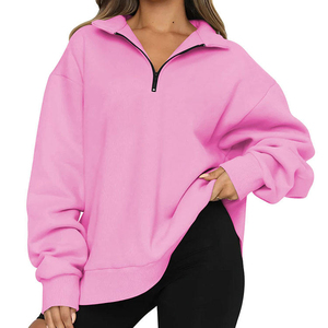 Sweat-shirt à demi-zip oversize pour femme, manches longues, décontracté, de haute qualité - Product Image 1