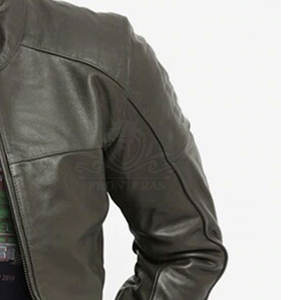 Veste en cuir avec design personnalisé Veste en cuir pour hommes de couleur unie Veste en cuir pour hommes de qualité Streetwear - Product Image 5