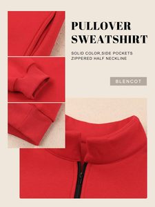 Sweatshirts à col zippé en tricot gaufré pour femmes en multicolore Sweatshirts à demi-fermeture éclair surdimensionnés personnalisés - Product Image 5