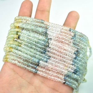 Cuentas de Rondelle facetadas de morganita de Aguamarina natural, hebras de piedras preciosas sueltas de 4-4,5mm, cuentas de heliodor aguamarina a precio de fábrica - Product Image 3