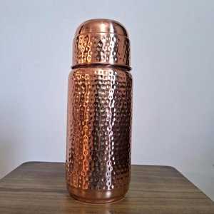 Botella de agua de cobre | Cobre 100% | A prueba de fugas | Imitación antigua redonda MS Handicraft - Product Image 2