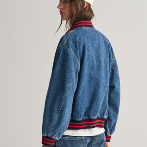 Chaqueta de mezclilla bordada para mujer, chaquetas Varsity Letterman, chaqueta de béisbol para mujer - Product Image 2