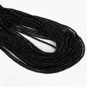 Couleur noire Hydro Quartz Rondelle Micro perles à facettes 2mm, 3mm, 4mm brillant rond Hydro perle perles en vrac pour la fabrication de bijoux - Product Image 1