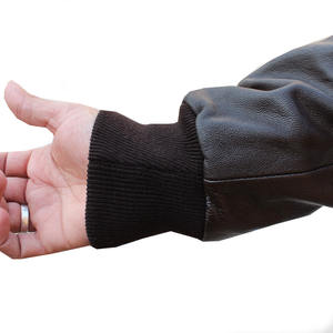 Blousons d'aviateur en cuir véritable noir de moto personnalisés en Offre Spéciale veste de vol en cuir véritable pour hommes - Product Image 5